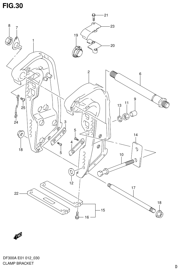 Suzuki DF300AP CLAMP BRACKET parts diagram